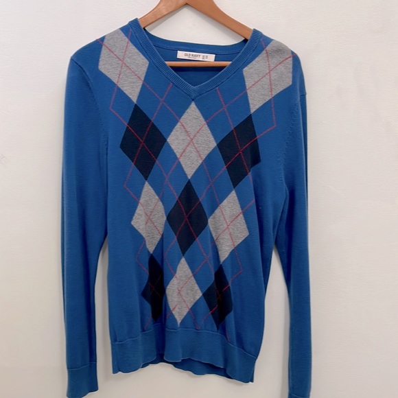 Old Navy Other - Blue V neck Argyle Sweater Size S